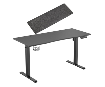 Biurko gamingowe Silver Monkey Biurko elektryczne ED-140 black + DESK MAT XL Czarna